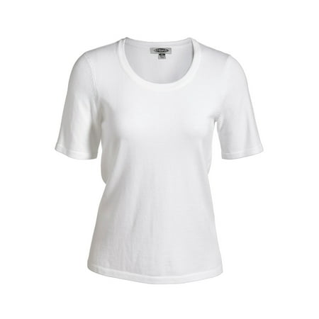 Belted Short Sleeve Sweater - Ed Garments Women's Short Sleeve Fashion Sweater, WHITE, S