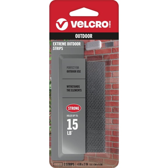 VELCRO Brand Extreme Outdoor | Heavy Duty, Superior Holding Power on Rough surfaces | 2 Stripes | 4In x 2In | Titanium