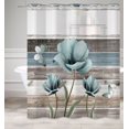 thumbnail image 2 of MIZHONA Blue Floral Shower Curtain with Snap in Liner Farmhouse Fabric No Bathroom Curtains,71"× 71", 2 of 4