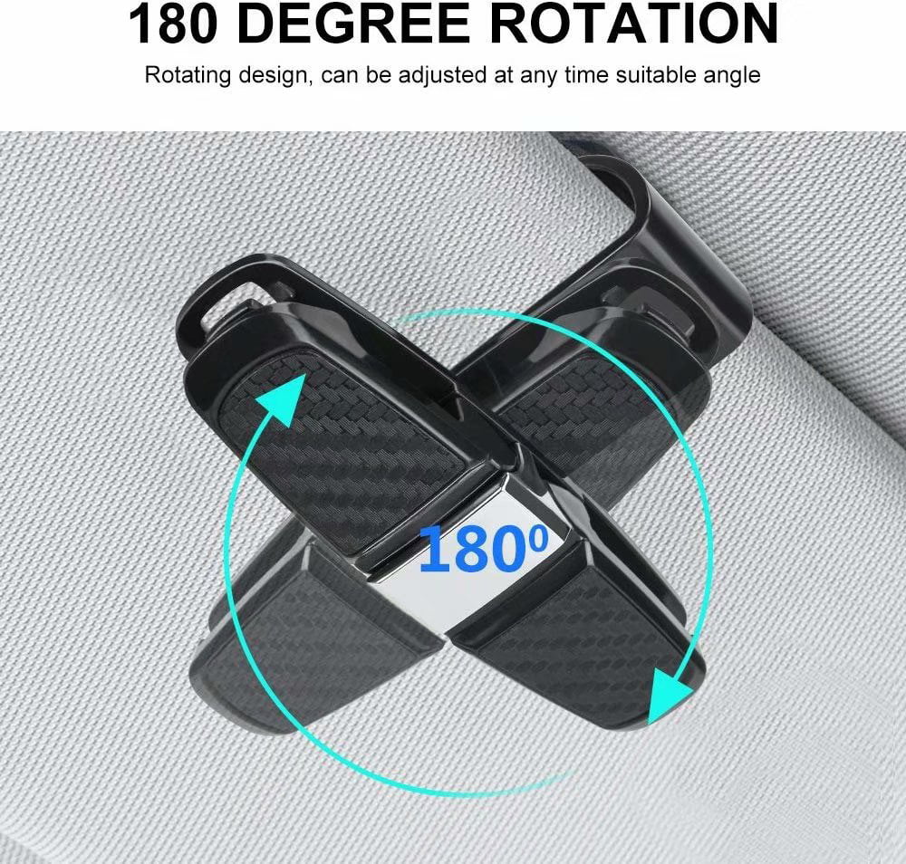 Fornateu 360 Degree Car Glasses Holder PC Automobiles Visor Parking Card Sunglasses Ticket Clip Holder 