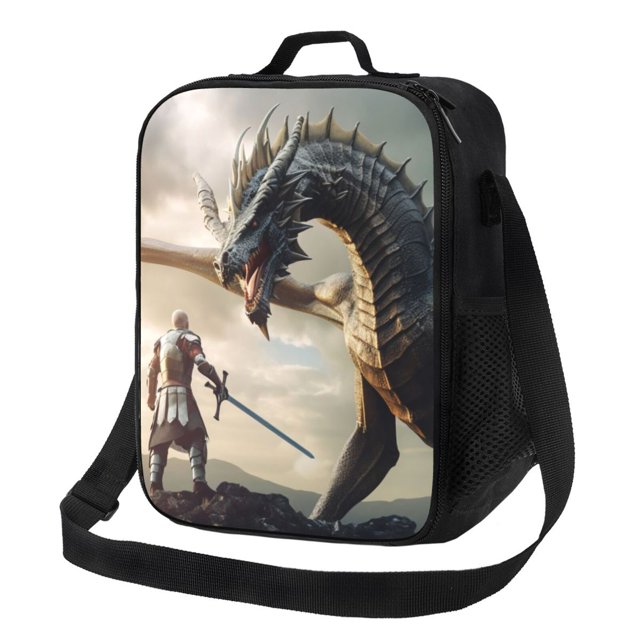 Disketp Swordsman Cool Dragon Bolsa Térmica Estampada para Almuerzo, Lonchera para Hombres y Mujeres Adultos