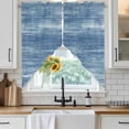 thumbnail image 2 of Light Blue Swag Valances for Windows 2 Pack Modern Abstract Gradient Blue Lines Texture Swag Kitchen Curtains 45 Inches Long Rod Pocket Short Window Treatment for Kitchen Bathroom 36"x45", 2 of 9