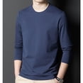 thumbnail image 4 of SWSMCLT Men's Long Sleeve Tshirt Slim Fit Crewneck Fall Top Fashion Solid Cotton T Shirt Soft Comfy Casual Basic Tee Navy Medium, 4 of 4