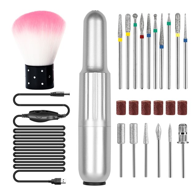 Mini Machine à Percer les Ongles, Ensemble de Coupe-Manicure Électrique Portable, Outils de Retrait de Vernis Gel, Couple de Qualité