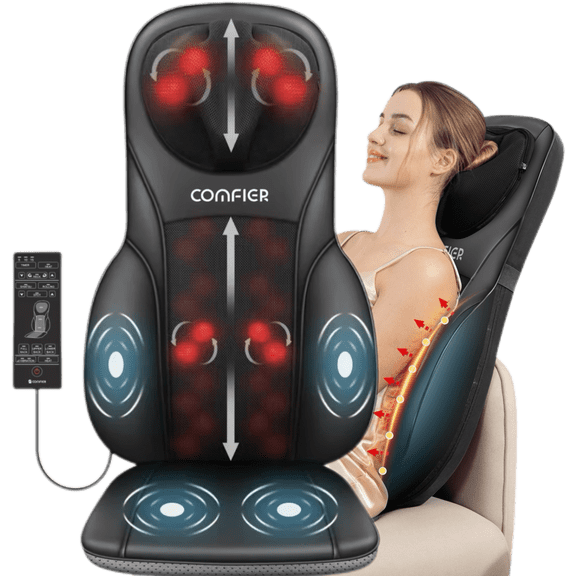 Comfier Shiatsu Back Massager with Heat,Deep Kneading Neck and Back Massager,Massage Cushion,Massage pad for chair