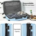 thumbnail image 2 of 2 Piece Luggage Set, ABS Lightweight Suitcase with TSA Lock, Expanable Luggage Travel Suitcase with 3 Level Adjustable Handle and 360° Spinner Wheels (20''+28'',Light Blue), 2 of 8