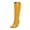 Yellow, variant on jsaierl Womens Wedges Pointed Toe Boots Knee High Side Zipper Chunky Heel Stretch Winter Boots Western Cowboy Boots