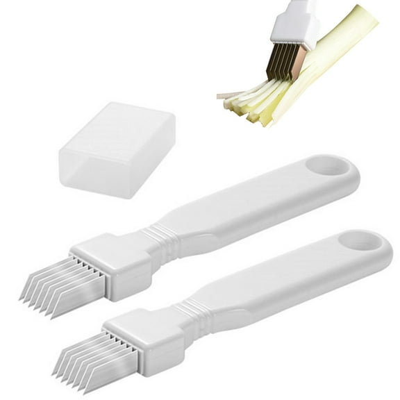 2Pcs Scallion Slicer Scallion Cutter with Blade Case Stainless Steel Scallion Slicer Manual Scallion Shredder Onion Shredding Cutter Scallion Slicer for Kitchen Celery Carrot Shredding Tools