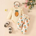 thumbnail image 2 of CAICJ98 Newborn Baby Girls Easter Outfits Cute Carrot Embroidery Long Sleeve Romper and Pants Sets My First Easter Baby Girl Outfits (White,12-18 Months), 2 of 7