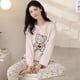 thumbnail image 4 of Conjunto de pijama holgado para mujer, ropa de casa con estampado, talla grande, primavera y otoño, novedad, 4 of 4