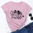 thumbnail image 1 of Qiopertar Mode Femme Ample Col Rond Pull-Over Journée des Enseignants Imprimé Mignon Manches Courtes T-Shirt Liquidation Livraison Gratuite Offres de la Semaine Liquidation, 1 of 7
