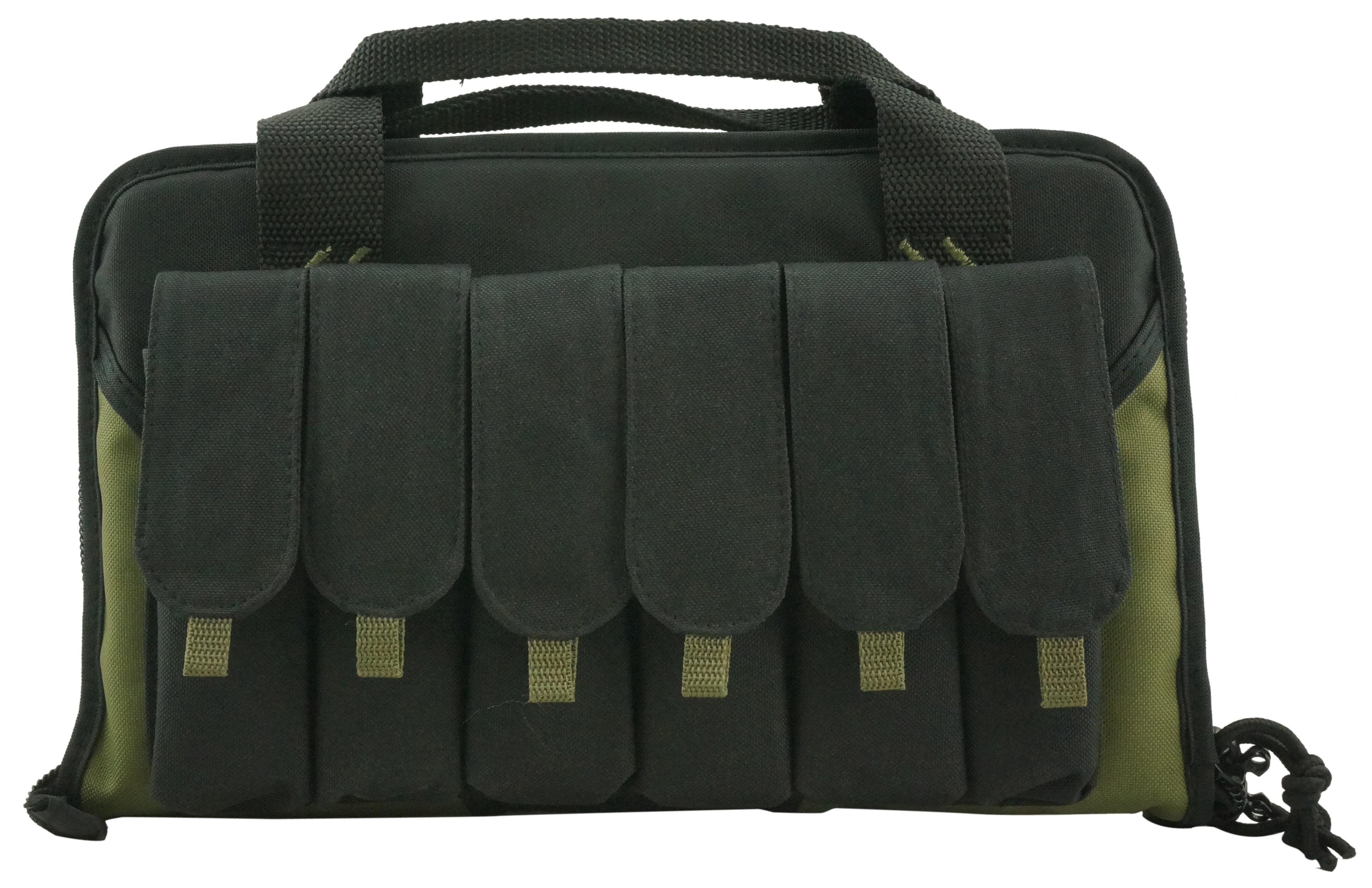 K-Cliffs Memory Foam Pistol Case Lockable Soft Sided Padded Handgun Carrying Storage Bag with 6 Magazine Pockets Black Olive Green Dimensions: 14"x8.5"x 2.5". Polyester