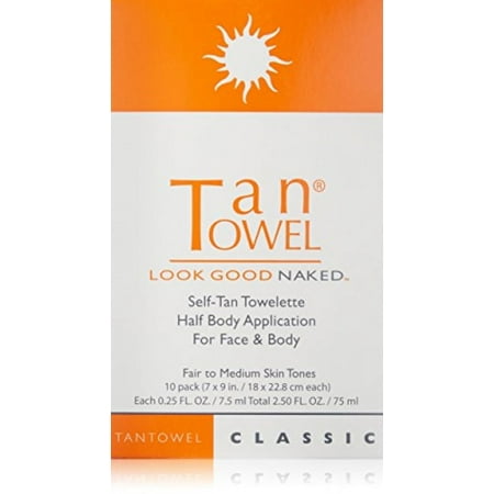 Tan Towel Self Tanner Towelette Half Body Classic 10 Count - 2 Pack