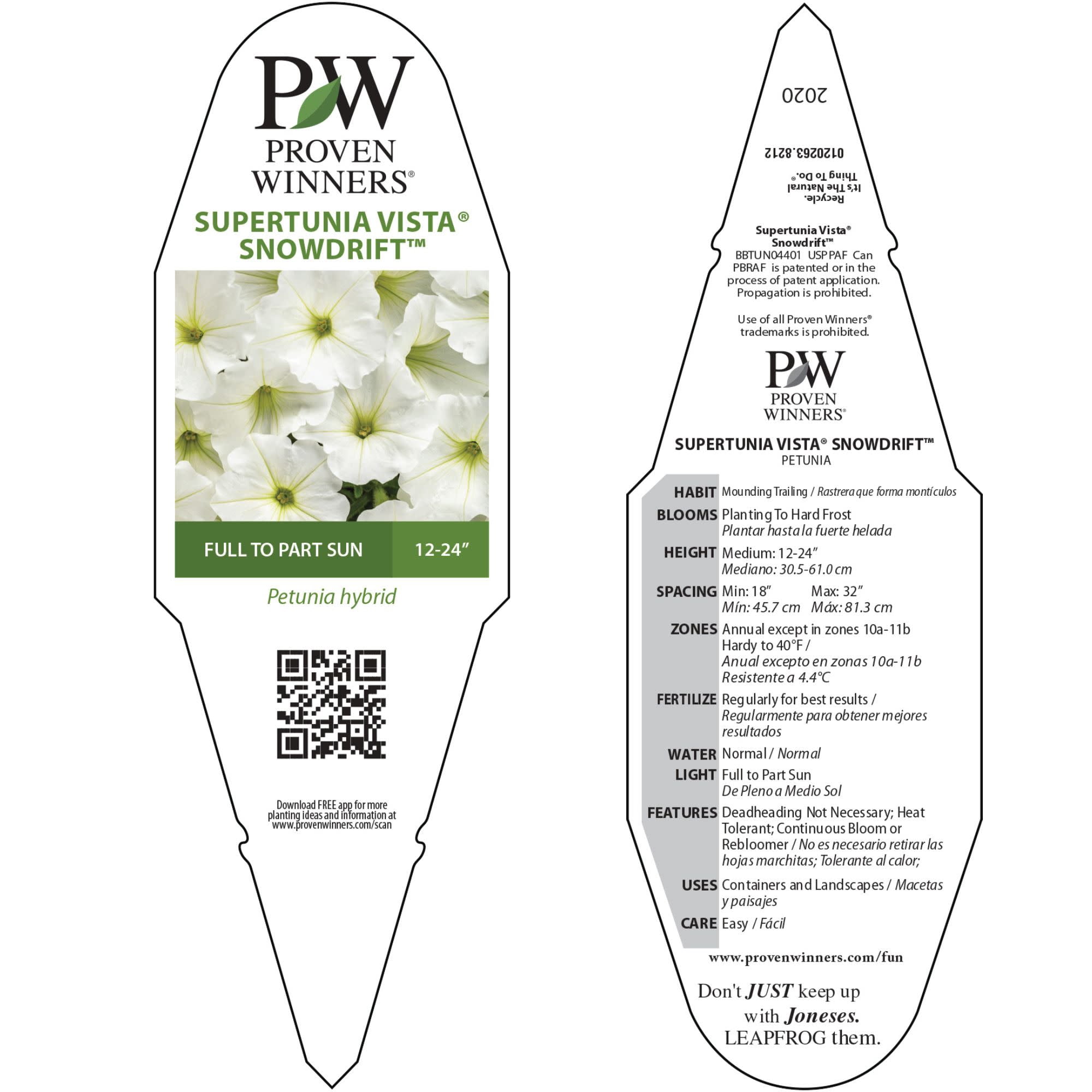 Proven Winners 4" White Supertunia Vista Snowdrift Petunia Live Plant in 4.25" Pot (4 Count)