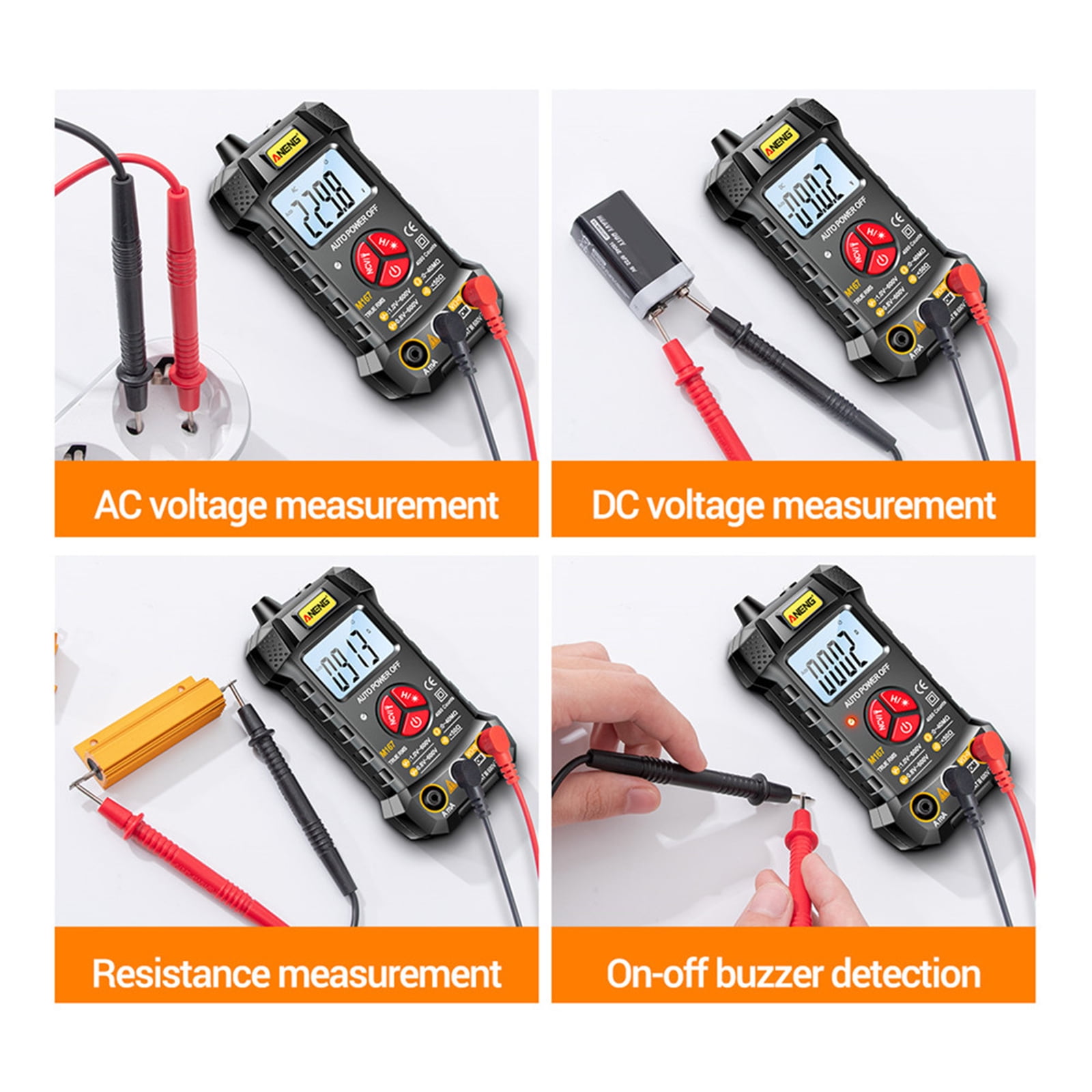 Miulika Multifunction Multimeter LCD Multimeter Diaplay 4000 Counts Digital Auto-Ranging Multimeter NCV Auto-Ranging Portable for Current