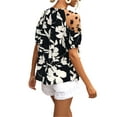 thumbnail image 6 of Liacowi Women Junior Casual Blouse Short Sleeve Flower Printed Mesh Patchwork Romantic Tops, 6 of 7