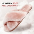 thumbnail image 3 of Women's Fuzzy Slippers Cross Band Memory Foam House Slippers Open Toe, 3 of 6