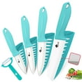 thumbnail image 1 of Ceramic Knife Set Kitchen Knives Set for Household Fruit Knives with Sheath 6" Bread Knife 5" Utility Knife 4" Fruit Knife 3" Paring Knife + One Peeler Rust Free Proof, 1 of 6