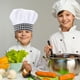 thumbnail image 5 of 1 juego de uniforme de chef unisex para niños, para cosplay, con blusa de manga corta y delantal y sombrero., 5 of 5