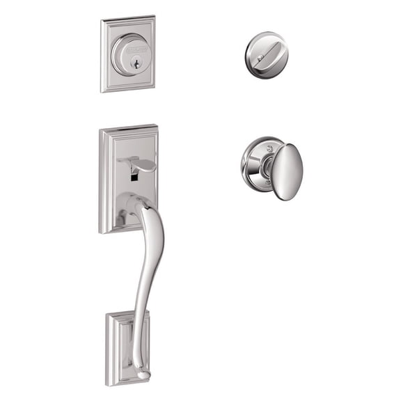 SCHLAGE Addison Single Cylinder Handleset and Siena Knob, Bright Chrome F60 ADD 625 SIE
