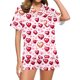 thumbnail image 1 of Conjunto de Verano para las Mujeres Día de San Valentín Amor Impreso Cuello de Manga Corta con Pantalones Cortos, Poliéster Ligero para el Uso Informal, 1 of 9
