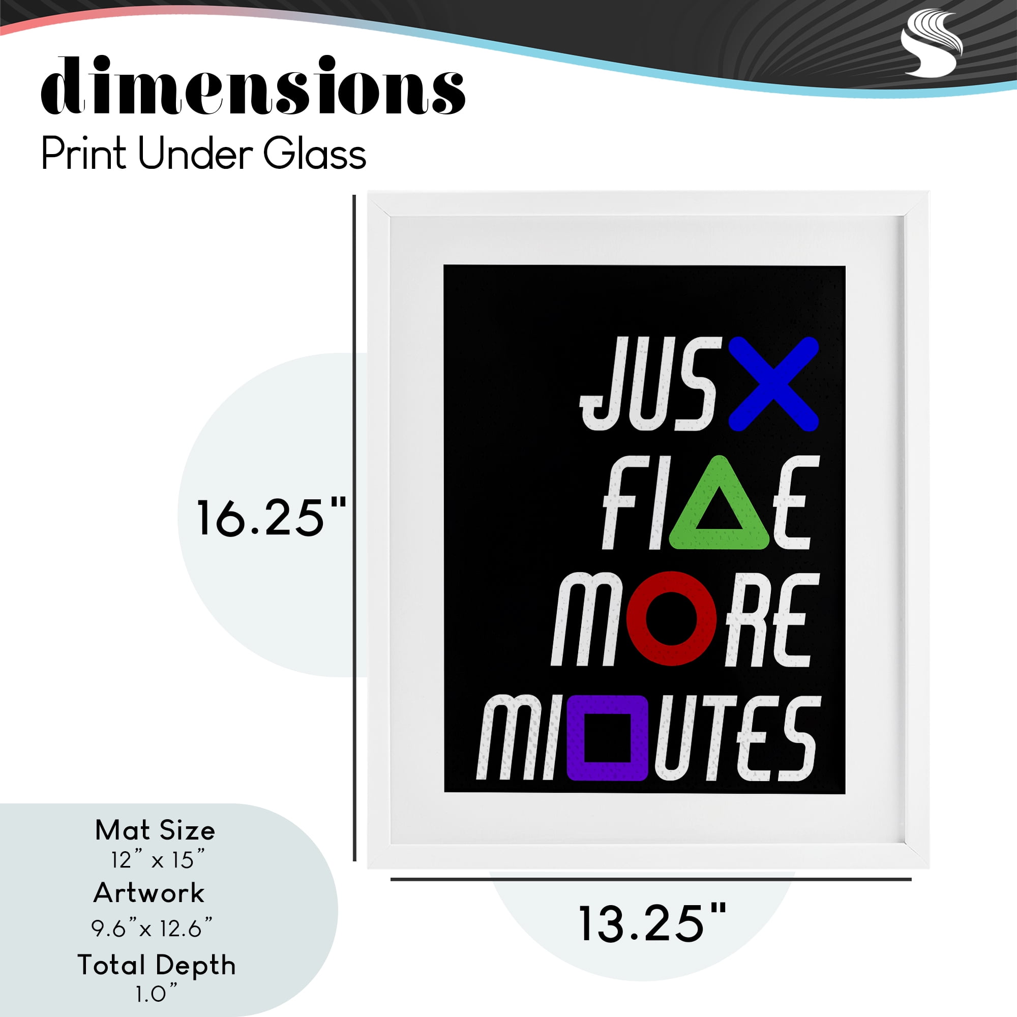 Just Five Minutes Gamer Buttons White Framed Print Under Glass, design by Kim Allen