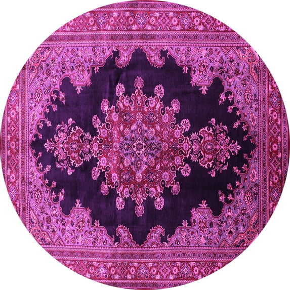 Ahgly Company Indoor Round Medallion Pink Traditional Area Rugs, 6' Round