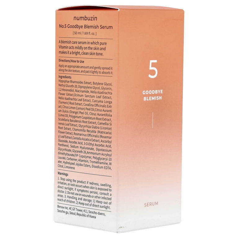 Numbuzin No. 5 Goodbye Blemish Facial Serum, Skin Brightening Gel, 1.69 fl  oz