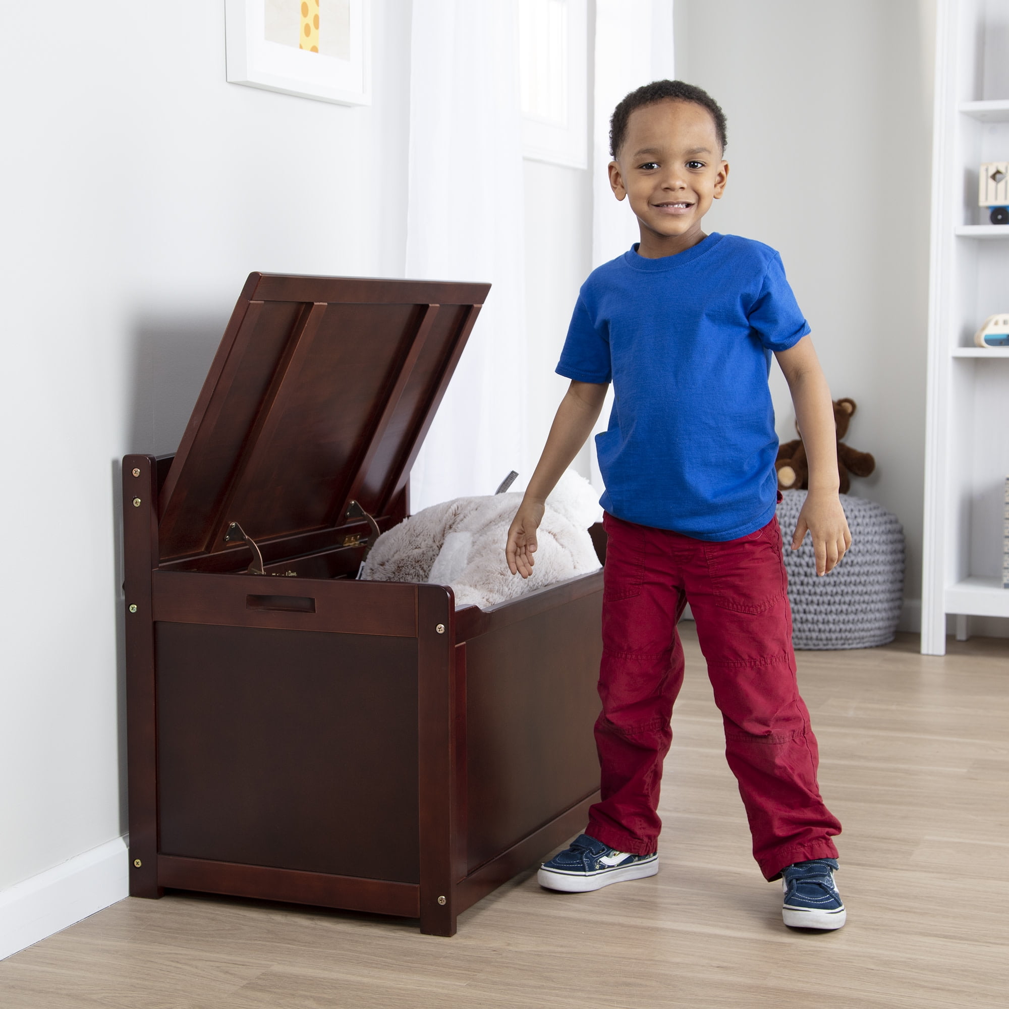 Melissa & Doug Wooden Toy Chest, Toy Storage Box (Espresso) with Hinged-Lid, Playroom Furniture for Kids Ages 3+ [Wood]