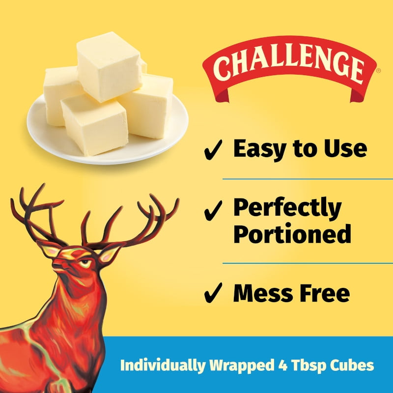 Challenge Unsalted Fresh-Churned Butter Cubes, 16 oz, 8 Pre-Measured Portions
