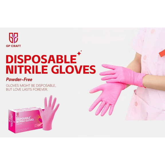 100pc Disposable Nitrile 3.5-mil Latex Free Tatto Nail Hair Salon Cleaning Gloves
