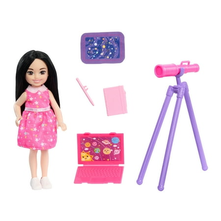Barbie Chelsea Astronomer Doll & Accessories Set Career-Themed Brunette Small Doll