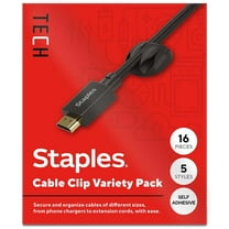 Staples TECH Cable Clips Black 16/Pack (ST62393)