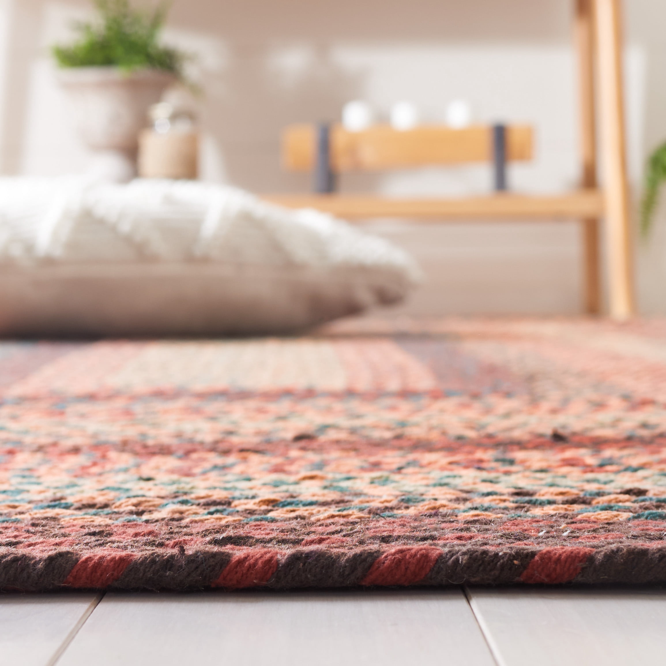 SAFAVIEH Braided Claes Bordered Reversible Area Rug, Brown/Rust, 4' x 6' Oval