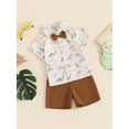 thumbnail image 3 of Bagilaanoe 2pcs Toddler Baby Boy Shorts Set Short Sleeve Print Shirt Tops + Shorts 6M 12M 18M 24M 3T 4T Kids Casual Summer Clothes, 3 of 7