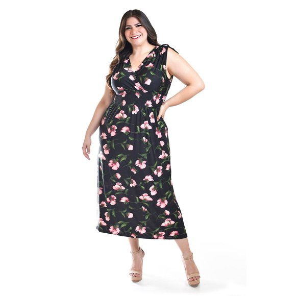 Vestido largo con lazos Roman Fashion /Tallas Extras, 8802X-10 (Negro) negro 38