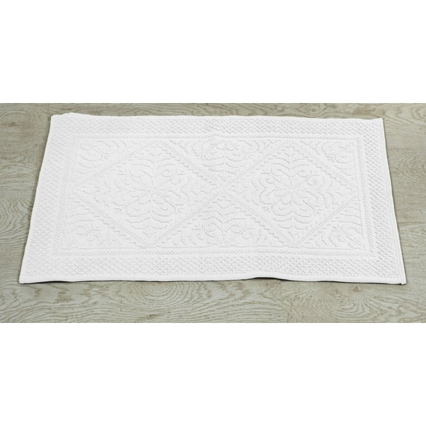 Better Trends Jaquard Collection Is Ultra Soft Plush And Absorbent Tufted Bath Mat Rug 100 Cotton In Vibrant Colors 17 X 24 Rectangle White Walmart Com Walmart Com