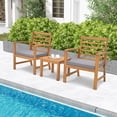 thumbnail image 4 of Costway 3 PCS Outdoor Furniture Set Acacia Wood Conversation Set with Soft Seat Cushions Grey, 4 of 8
