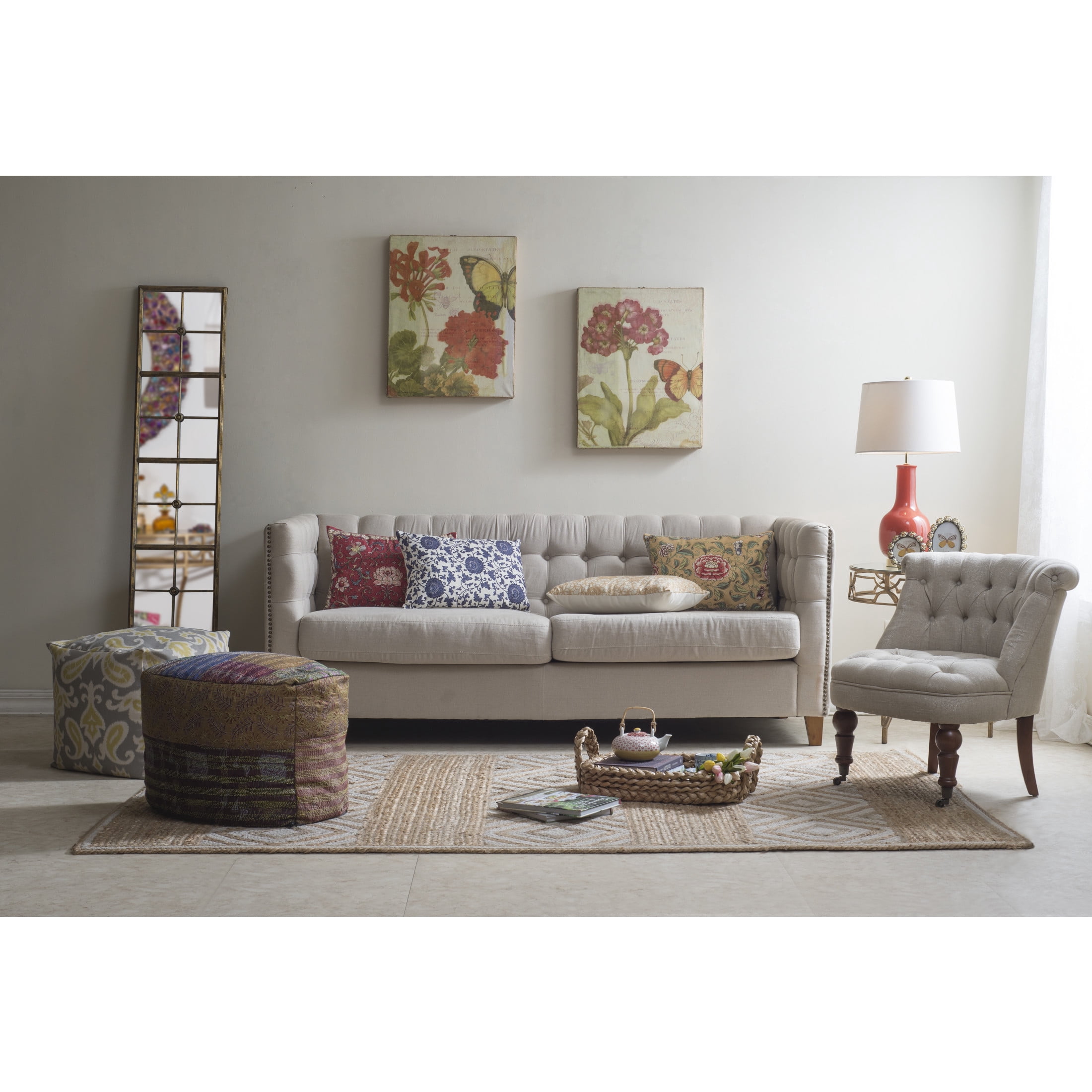 Creative Co-Op Distressed Rectangle Metal Framed Windowpane Wall Mirror, Gold