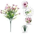thumbnail image 4 of Artificial Fall Flowers Faux Mums for Outdoor Planters, Fall Decorations for Home, Faux Flower Daisy with Eucalyptus Leaves Fake Plants Greenery Boxwood Porch Patio, 12 Bundles (Pink), 4 of 14