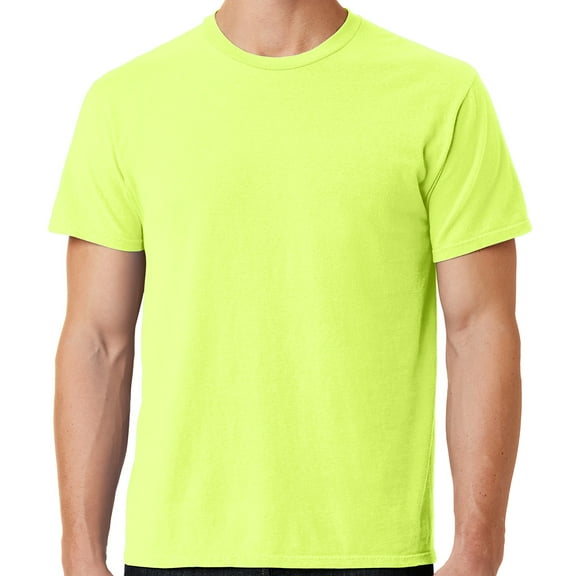 Mens Soft Pigment Dyed Cotton Tee Shirt, Medium Neon Yellow