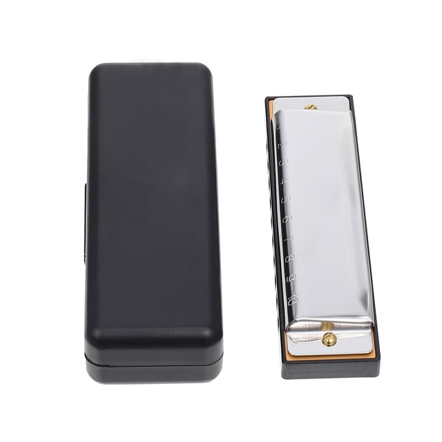 OULII 1Pc Portable Silver Metal Harmonica 10 Hole 20 Note Musical Instrument for Folk Music