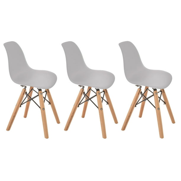 3 Sillas Eames para niños pequeños y niñas pequeñas (gris claro) - Modernas Duduk