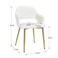 thumbnail image 4 of VECELO Set of 2 Modern Velvet Dining Chair with Thick Cushions, Upholstered Kitchen Chair with Gold Metal Legs, White, 4 of 14