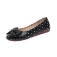 thumbnail image 2 of hoksml Women Round Toe Ballet Flats, Polka Dot PU Upper Big Bow Decor Slip On Casual Walking Flat Shoes, 2 of 9