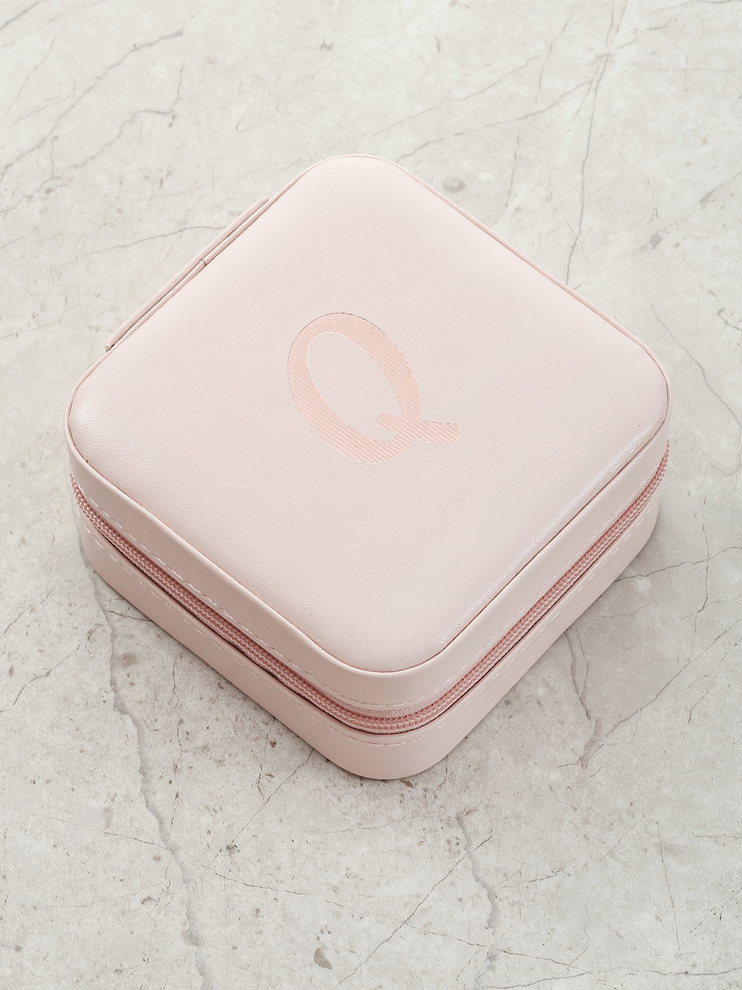 Time and Tru Zippered Jewelry Organizer, Blush, Letter Q
