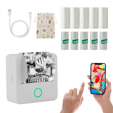 Romanda X6 Mini Photo Printer for iphone, Portable Wireless Printer, Thermal Printer & Sticker Printer for Photo Picture Receipt Memo Note Label Sticker Compatible with Android iOS Windows Mac, White