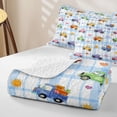 thumbnail image 4 of Castle Fairy Watercolor Truck Twin Quilt Set for Girls,Plaid Check Art Twin Coverlet Set for Bedroom,Blue Green Yellow, 4 of 7
