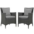 thumbnail image 1 of Modern Contemporary Urban Design Outdoor Patio Balcony Garden Furniture Side Dining Chair, Set of Two , Sunbrella Rattan Wicker, Grey Gray, 1 of 4