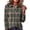 Gray-A#100830HH, variant on Plaid Waffle Knit Polo Shirt for Women Gingham Print Henley Shirts Women Button V‑neck Long Sleeve Shirts Women Relaxed Fit Office Daily Womens Shirts